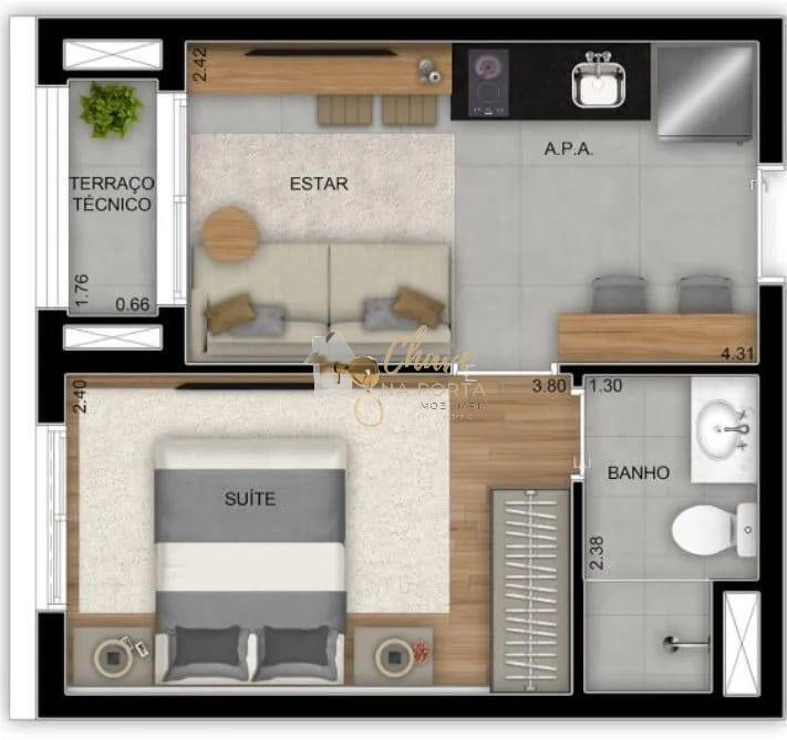 Kitnet-Studio, 28 m² - Foto 5